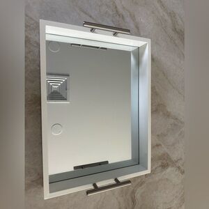 White mirror serving tray